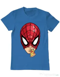 Tricou ADLER barbat Spiderman pizza Albastru azuriu