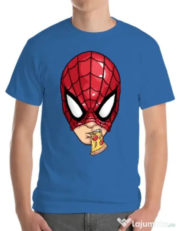 Tricou ADLER barbat Spiderman pizza Albastru azuriu