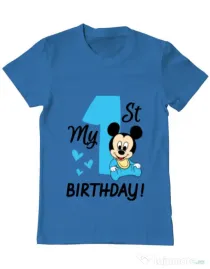 Tricou ADLER barbat My first birthday Albastru azuriu