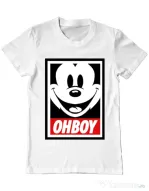Tricou ADLER barbat Oh boy Alb