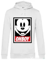 Hoodie barbat cu gluga Oh boy Alb