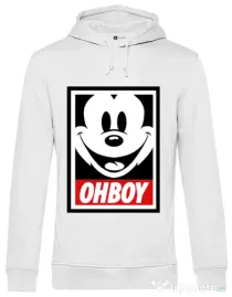 Hoodie barbat cu gluga Oh boy Alb