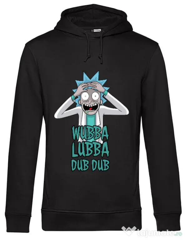 Hoodie barbat cu gluga Wubba Lubba Dub Dub Negru