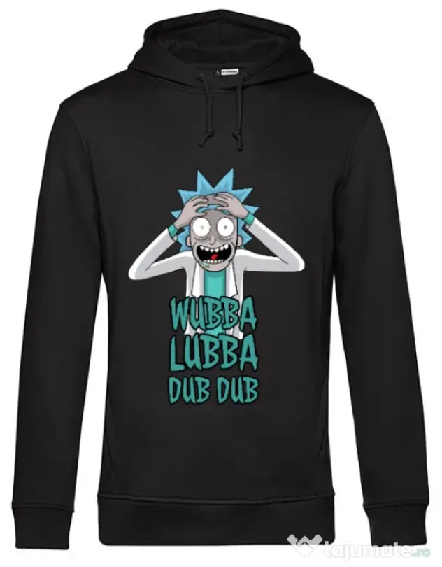 Hoodie barbat cu gluga Wubba Lubba Dub Dub Negru