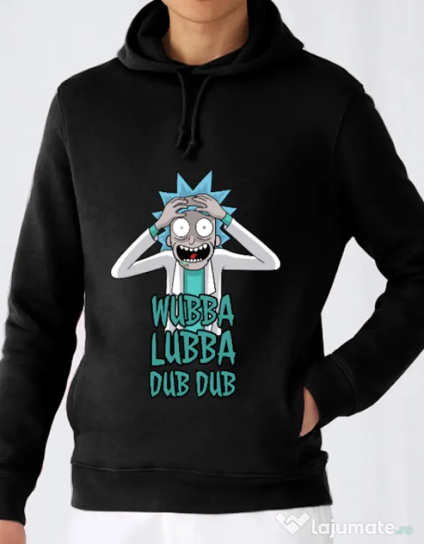 Hoodie barbat cu gluga Wubba Lubba Dub Dub Negru