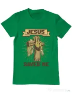 Tricou ADLER barbat Jesus Saved Me Verde mediu