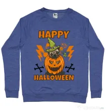 Bluza ADLER barbat Halloween Pug Albastru melanj