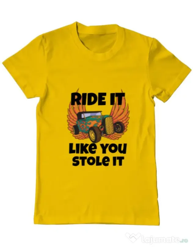 Tricou ADLER barbat Ride it like you stole it Galben