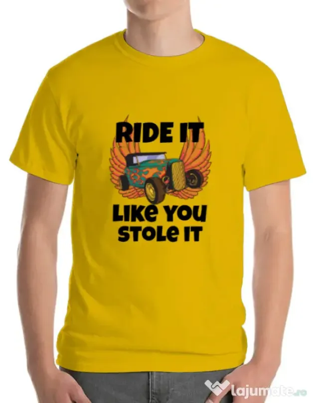 Tricou ADLER barbat Ride it like you stole it Galben