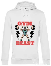 Hoodie barbat cu gluga Gym Beast Alb