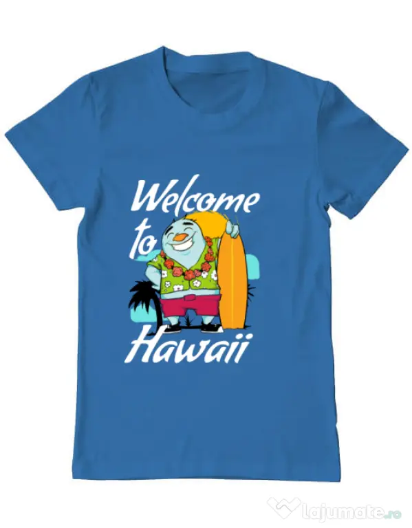 Tricou ADLER barbat Welcome to Hawaii Albastru azuriu
