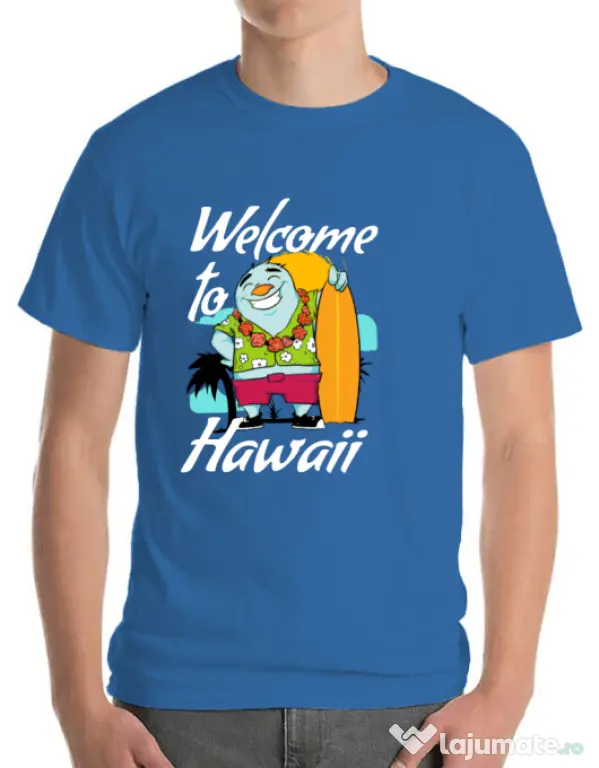 Tricou ADLER barbat Welcome to Hawaii Albastru azuriu