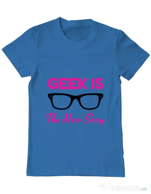 Tricou ADLER barbat Geek is the new sexy Albastru azuriu