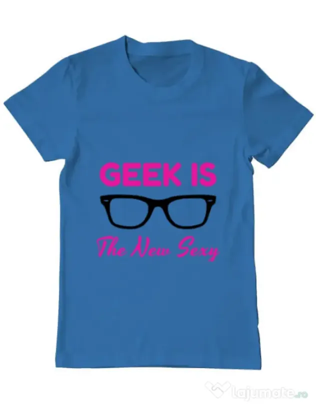 Tricou ADLER barbat Geek is the new sexy Albastru azuriu