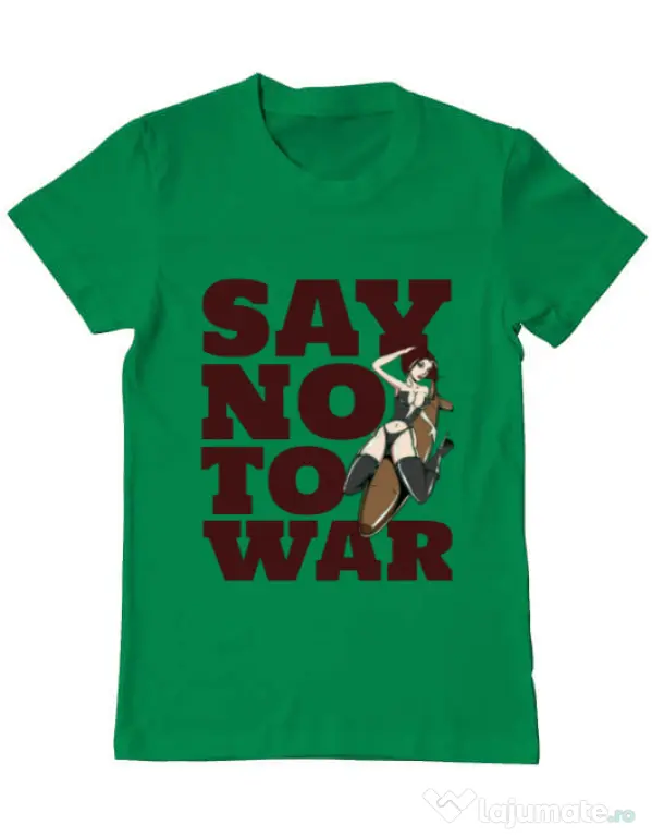Tricou ADLER barbat Say no to war Verde mediu