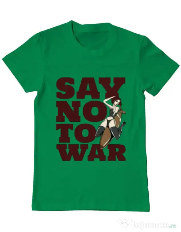 Tricou ADLER barbat Say no to war Verde mediu
