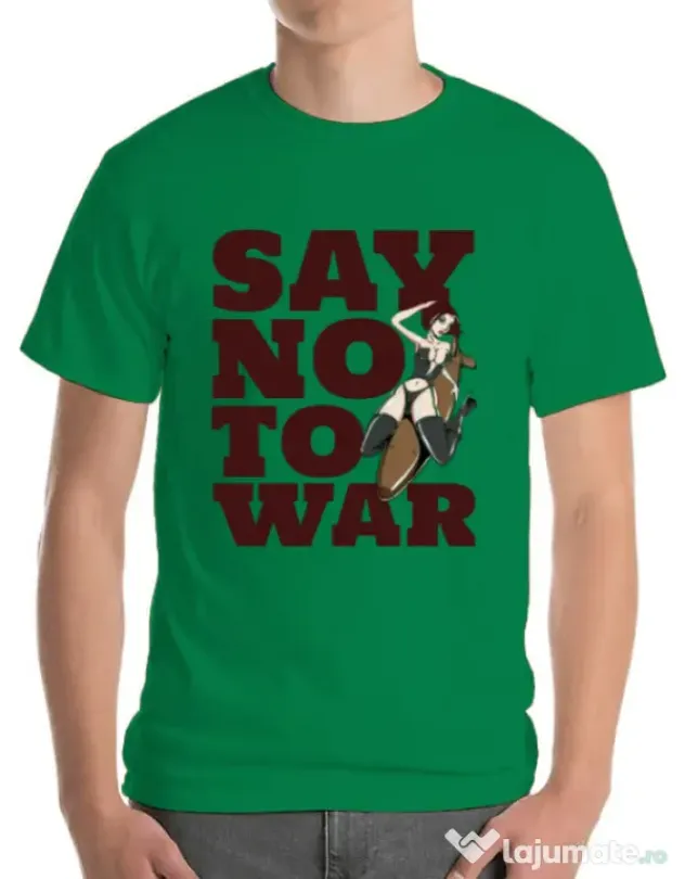 Tricou ADLER barbat Say no to war Verde mediu