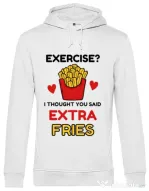 Hoodie barbat cu gluga Exercise extra fries Alb