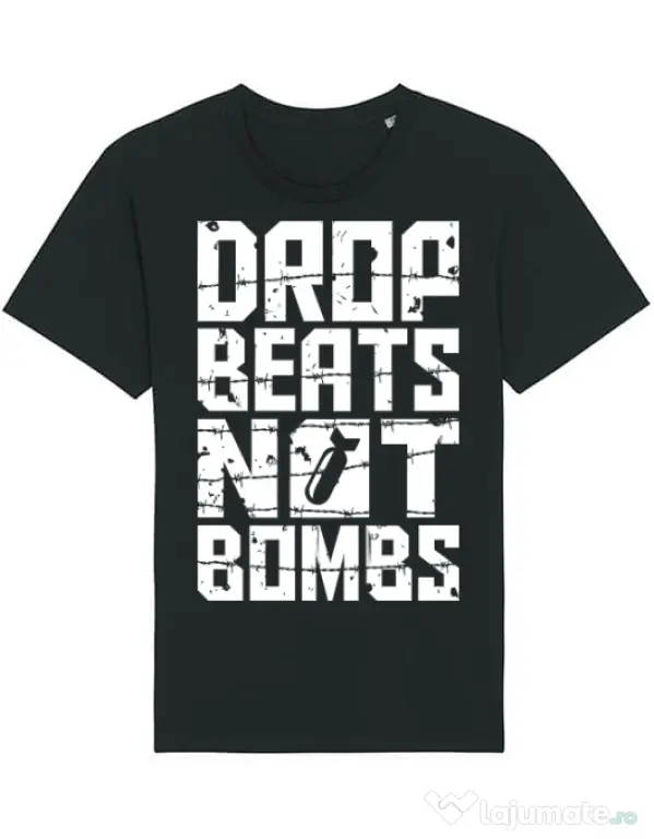 Tricou STANLEY STELLA barbat Drop beats, not bombs Negru