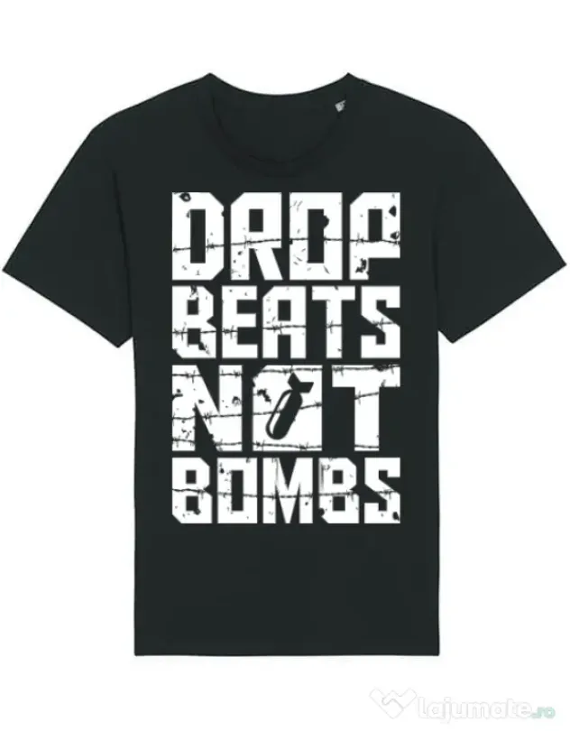 Tricou STANLEY STELLA barbat Drop beats, not bombs Negru
