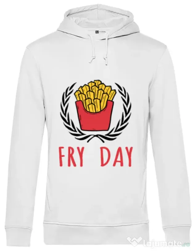 Hoodie barbat cu gluga Fry Day Alb