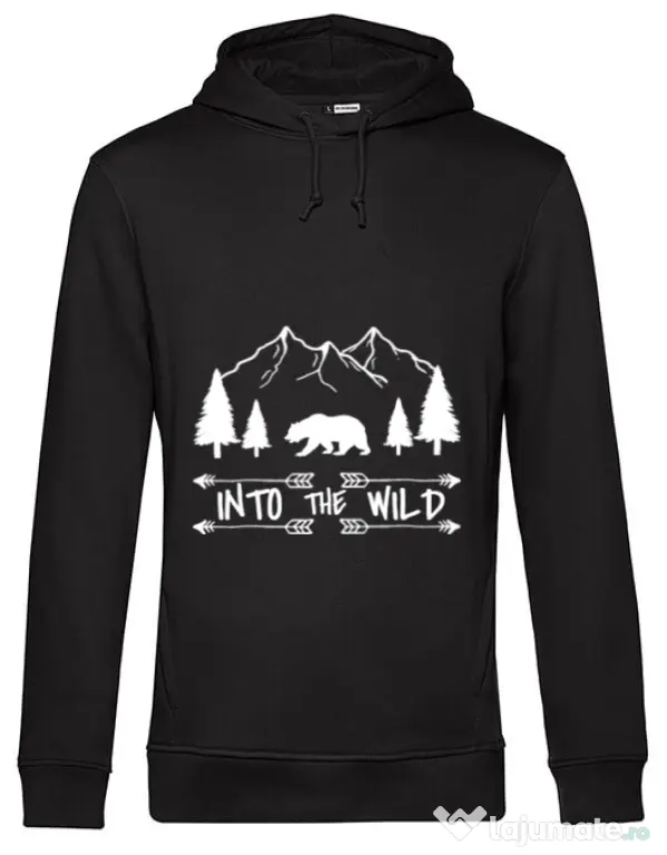 Hoodie barbat cu gluga Into the wild Negru