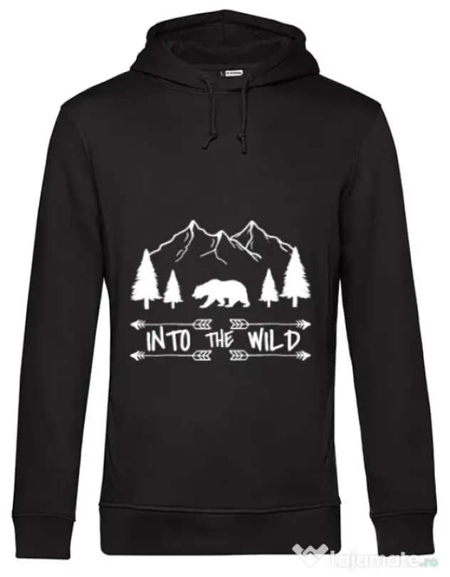 Hoodie barbat cu gluga Into the wild Negru