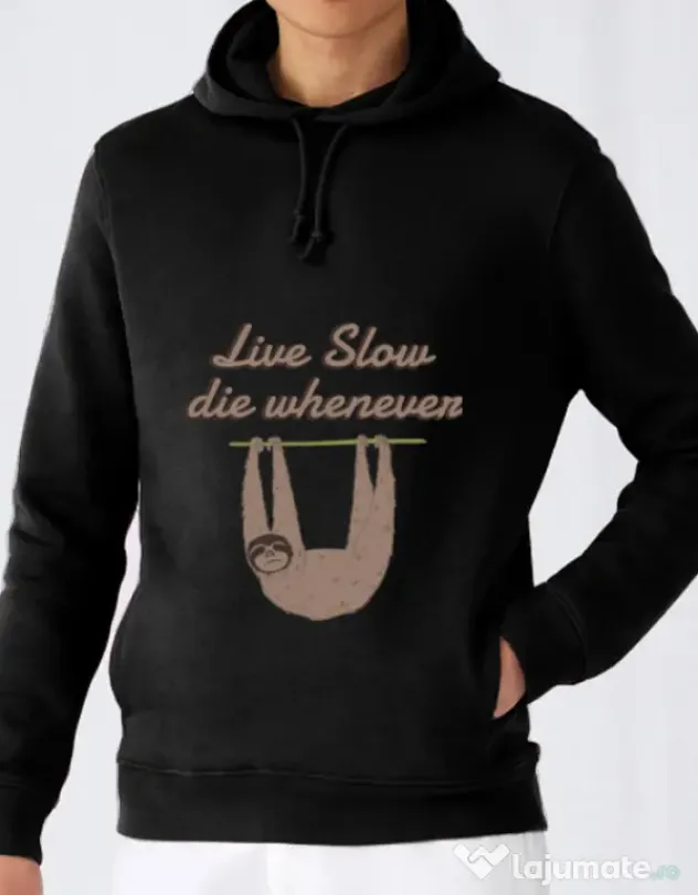 Hoodie barbat cu gluga Live slow, die whenever Negru