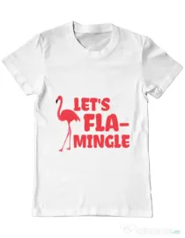 Tricou ADLER barbat Let’s flamingle Alb