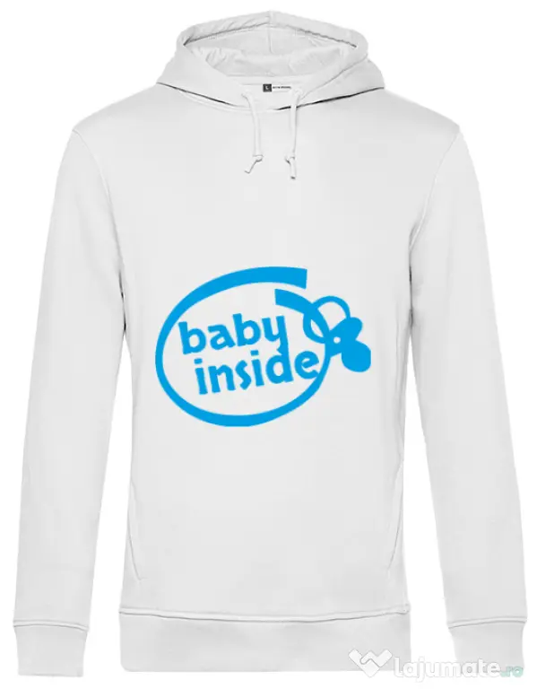 Hoodie barbat cu gluga Baby inside Alb