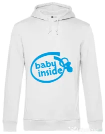 Hoodie barbat cu gluga Baby inside Alb