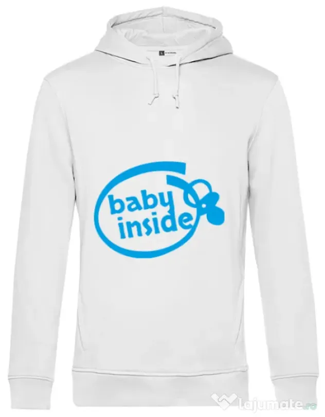 Hoodie barbat cu gluga Baby inside Alb