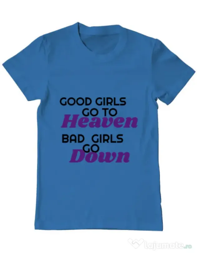 Tricou ADLER barbat Bad girls go down Albastru azuriu
