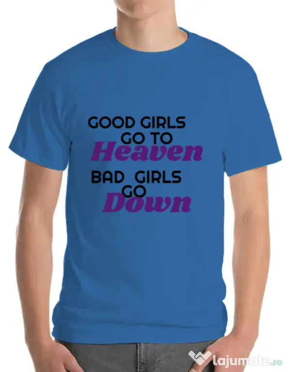 Tricou ADLER barbat Bad girls go down Albastru azuriu