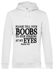 Hoodie barbat cu gluga Boobs Alb