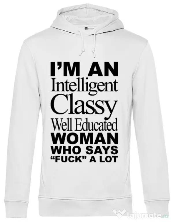 Hoodie barbat cu gluga Classy Woman Alb