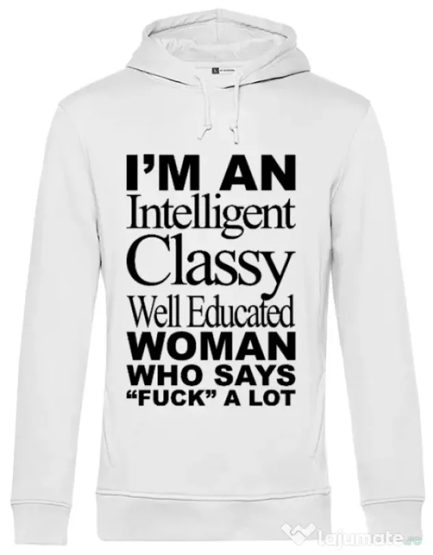 Hoodie barbat cu gluga Classy Woman Alb