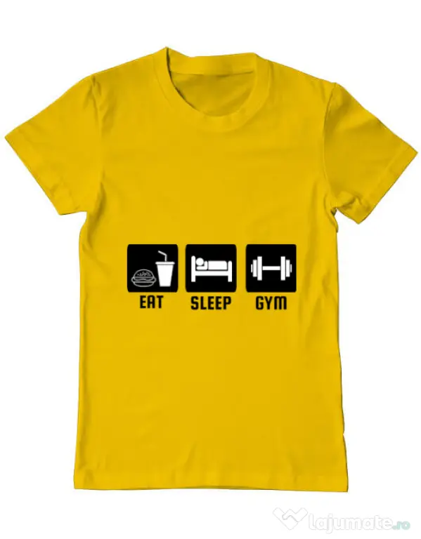 Tricou ADLER barbat Eat sleep gym Galben