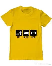 Tricou ADLER barbat Eat sleep gym Galben