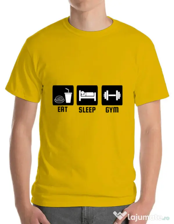 Tricou ADLER barbat Eat sleep gym Galben