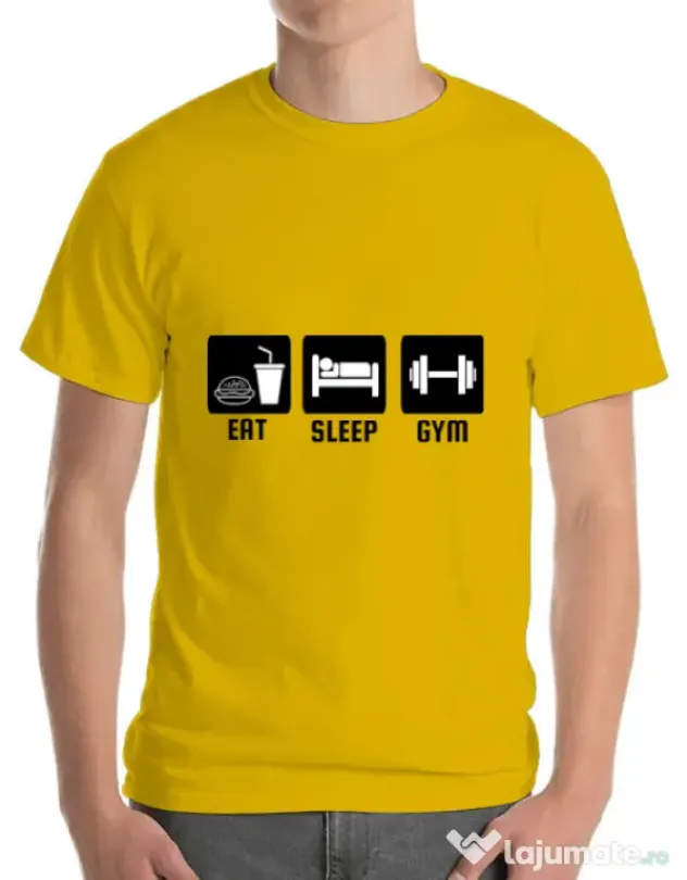 Tricou ADLER barbat Eat sleep gym Galben