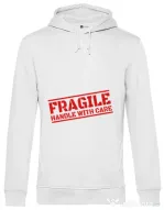 Hoodie barbat cu gluga Fragile Alb