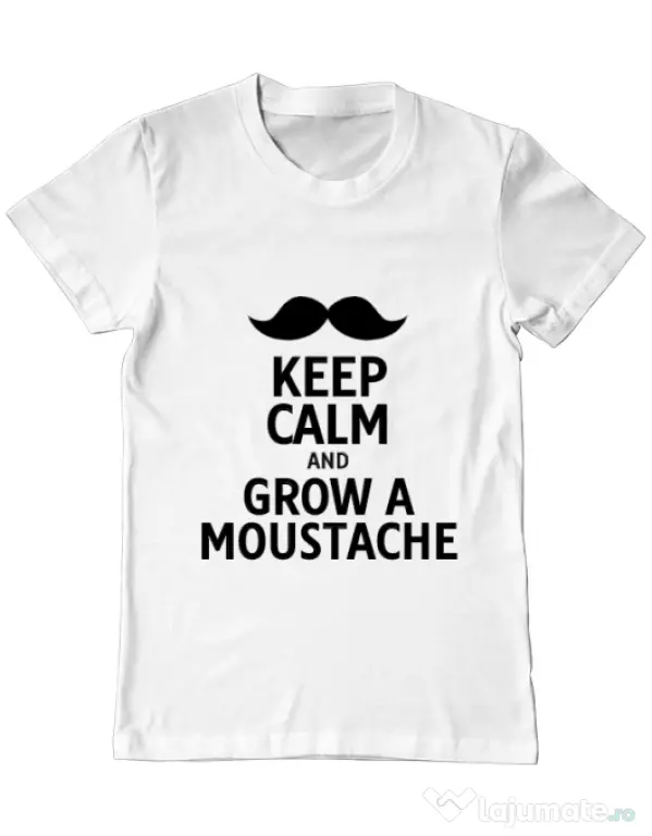 Tricou ADLER barbat Grow a moustache Alb