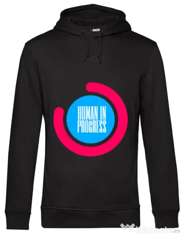 Hoodie barbat cu gluga Human in progress Negru