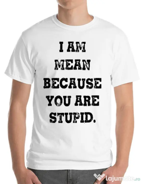 Tricou ADLER barbat I am mean Alb