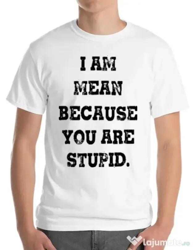 Tricou ADLER barbat I am mean Alb