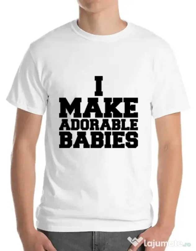 Tricou ADLER barbat I make adorable babies Alb