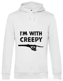 Hoodie barbat cu gluga I'm with creepy Alb