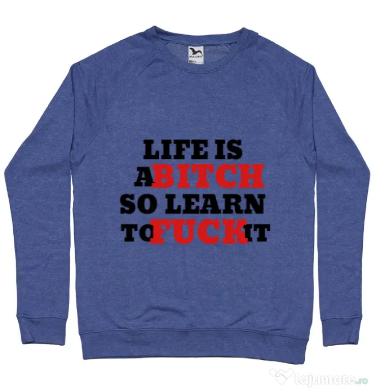 Bluza ADLER barbat Life is a bitch Albastru melanj