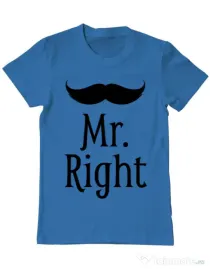 Tricou ADLER barbat Mr. right Albastru azuriu